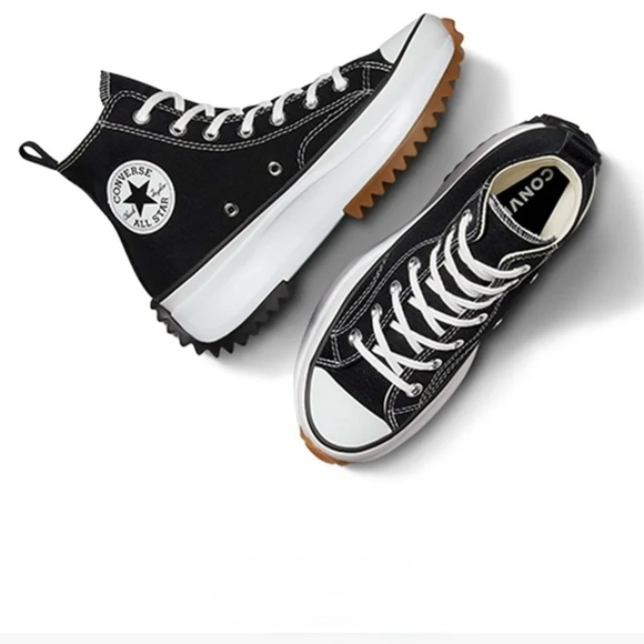Converse Run Star Hike Canvas Platform Lugged High Top Sneakers Black W 7.5 M 6 - Picture 14 of 15